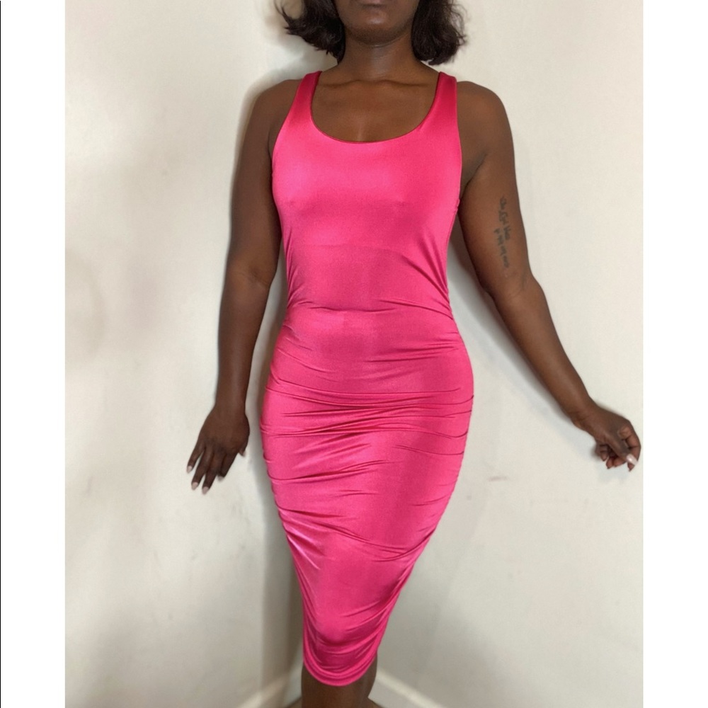 PINK RUCHED DRESS
